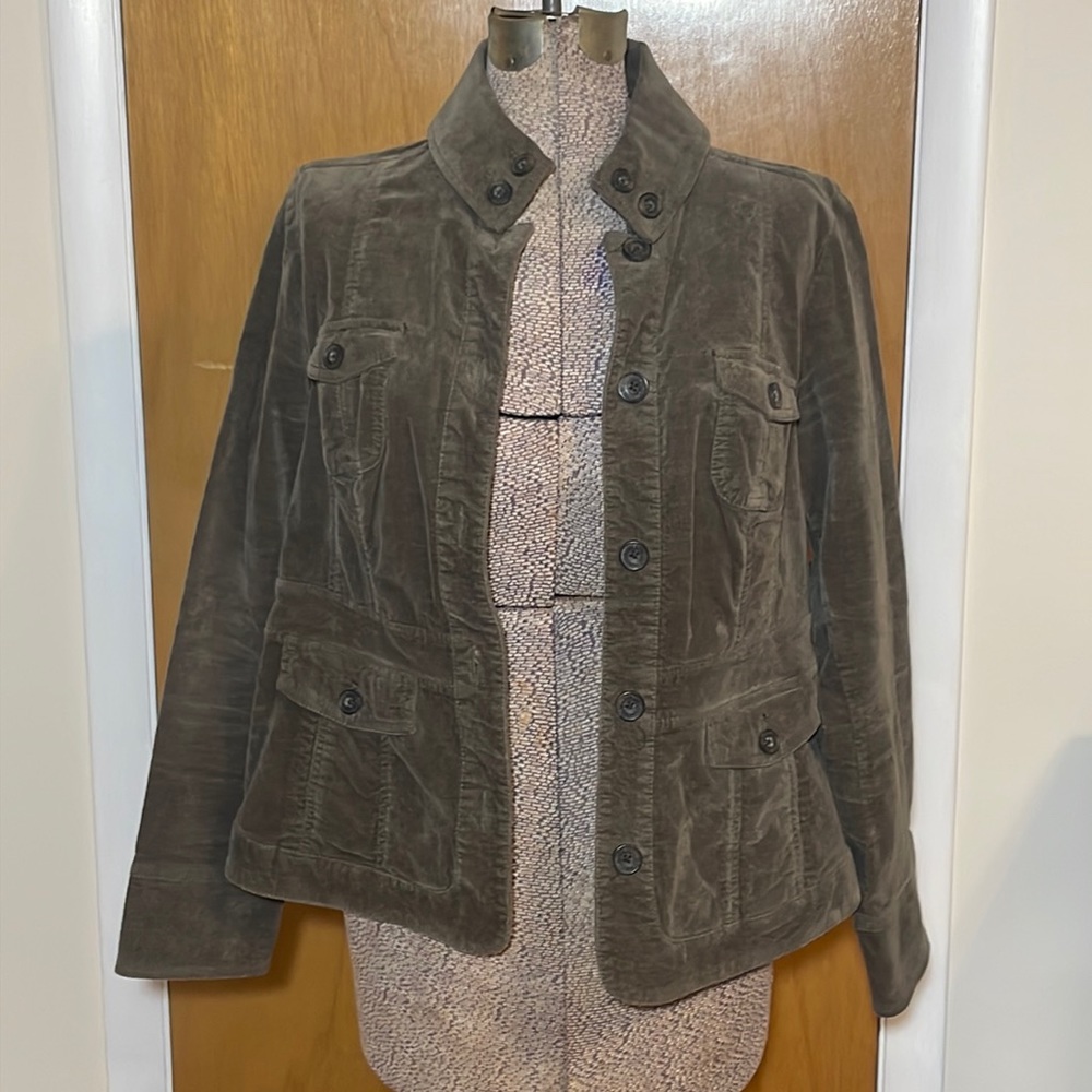 Sonoma Womens Large Brown Button Down Jacket with Pockets